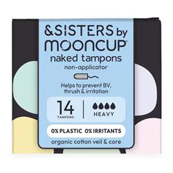 AND SISTERS Non-Applicator Tampons Heavy 14pk Organic Cotton Core & Veil