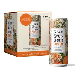 Grass and Co 4 pack of Liquid POWER Ginger Lime & Shiitake Nootropic Drink