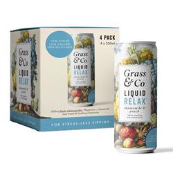 Grass and Co 4 x Liquid RELAX Peach Chamomile & Reishi Nootropic Drink 250ml