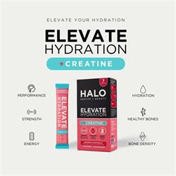 Halo Health and Beauty ELEVATE ELECTROLYTES +CREATINE Raspberry & Watermelon 7 Sachets