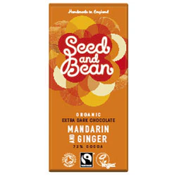 Seed & Bean Organic Extra Dark Mandarin Ginger Chocolate Bar 75g