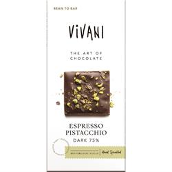 Vivani Vivani Espresso Pistacchio Dark 75% Chocolate Vegan Organic 80g